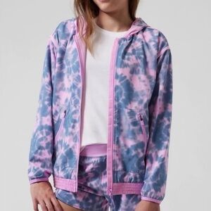 Athleta Girl Happy Go Lucky Pink Tie Dye Zip-Up Jacket L/12